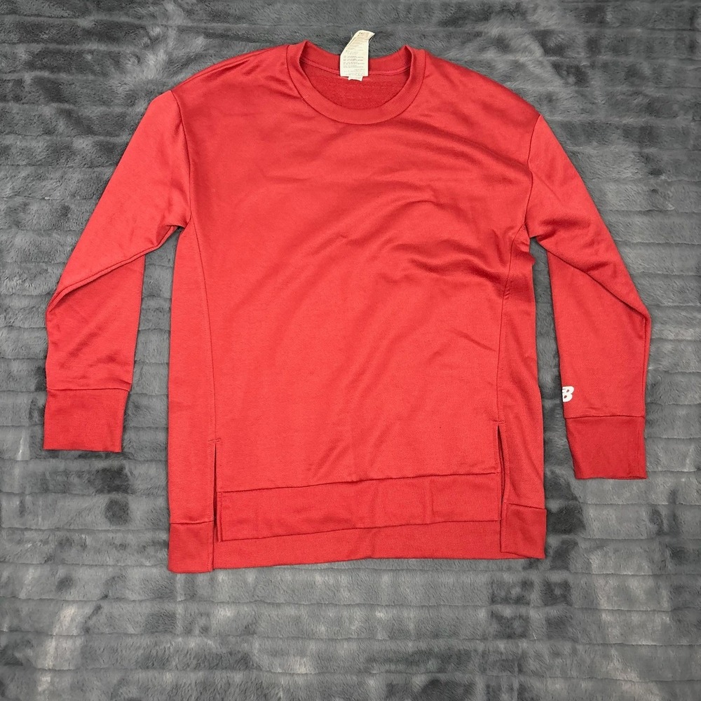 New Balance Mens Red Crewneck Sweatshirt Long Sleeve Athletic Pullover Size M